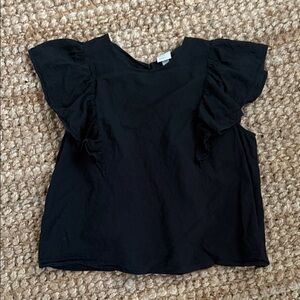 a new day Elegant Black Flutter Sleeve Blouse
